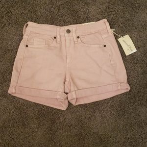 Light pink high-rise shorts